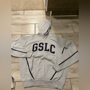 Gymshark Men’s GSLC Collegiate Hoodie Size Small Light Grey Blue Oversized NEW